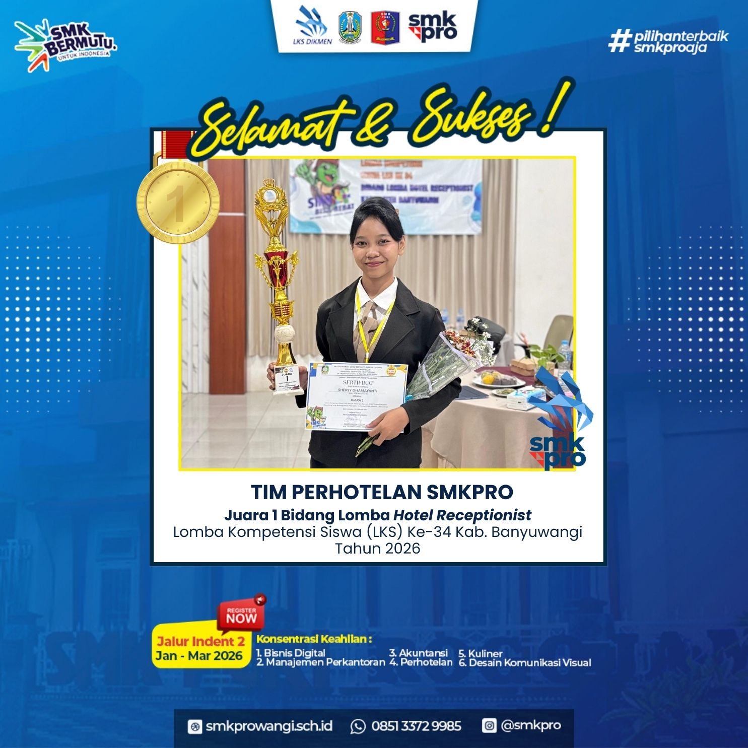 Tim Perhotelan SMK PGRI Rogojampi Raih Juara 1 di LKS Dikmen Kabupaten Banyuwangi